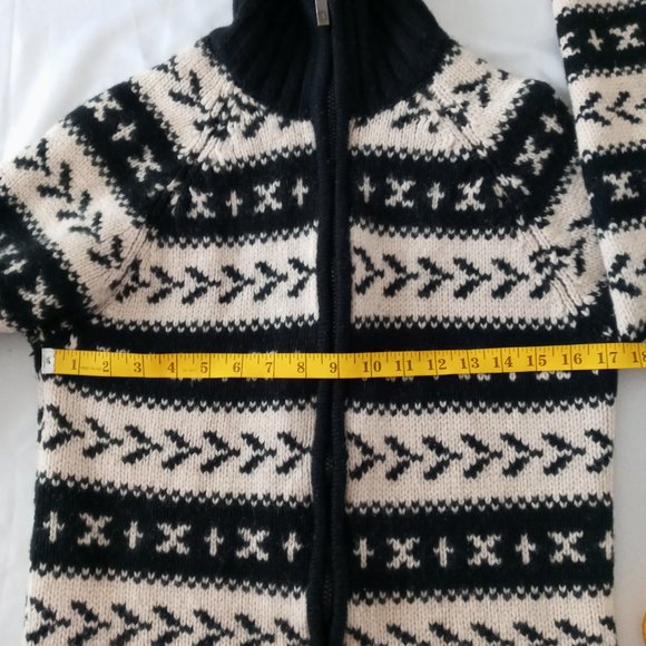 Hudson North Limited Edition black/white Full Zip Knit Lambswool Cardigan size S - Picture 6 of 10